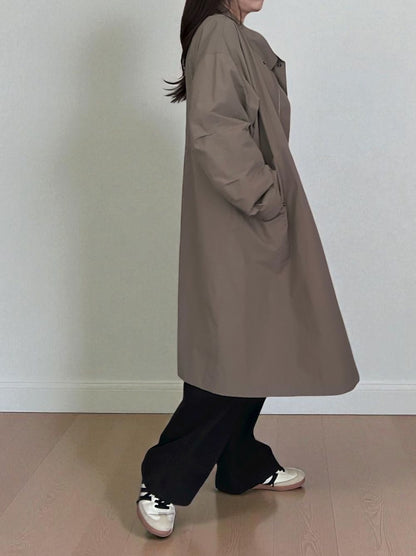 Waist Drawstring スタンドカラーナイロンコート