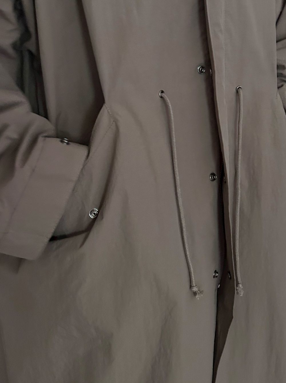 Waist Drawstring スタンドカラーナイロンコート