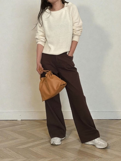 Wool blend crew neckニットフーディー