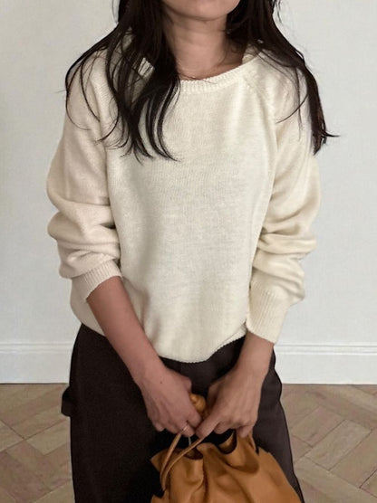 Wool blend crew neckニットフーディー