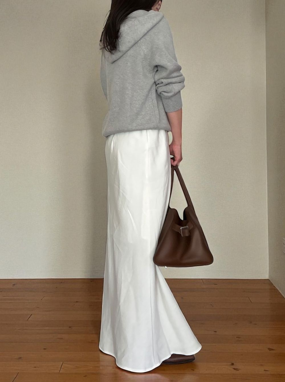 Wool blend crew neckニットフーディー