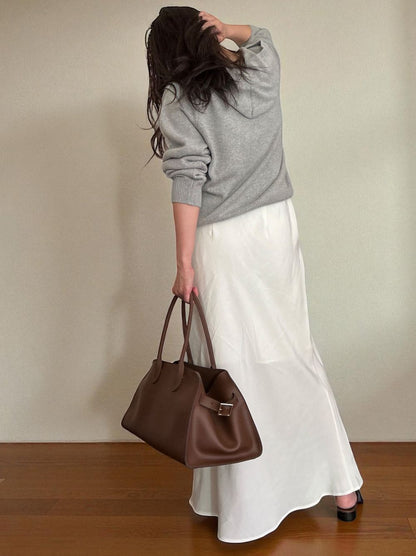 Wool blend crew neckニットフーディー