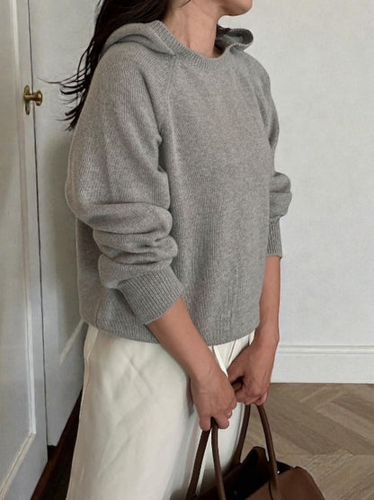 Wool blend crew neckニットフーディー