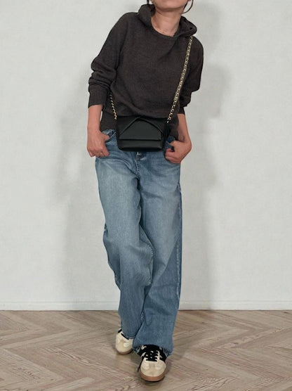 Wool blend crew neckニットフーディー