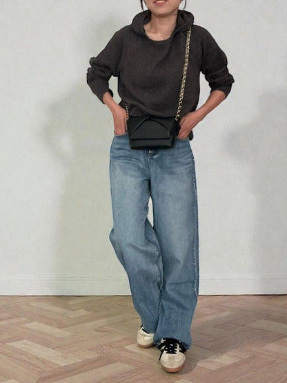 Wool blend crew neckニットフーディー