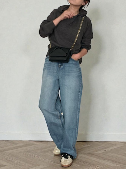 Wool blend crew neckニットフーディー