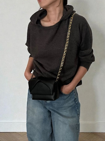 Wool blend crew neckニットフーディー