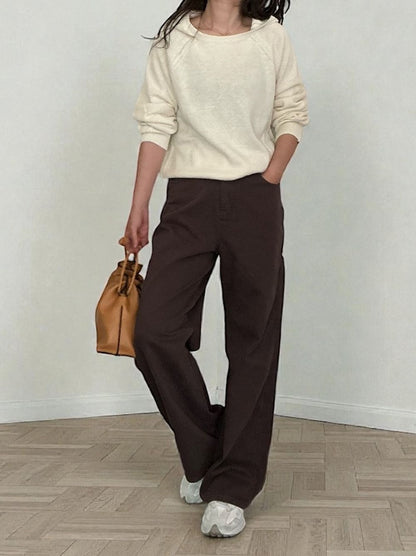 Wool blend crew neckニットフーディー