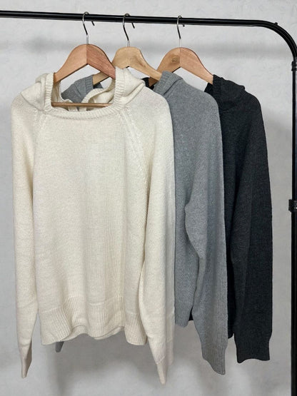 Wool blend crew neckニットフーディー