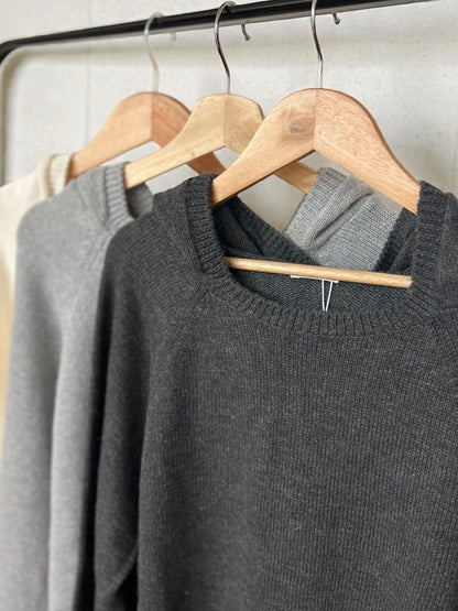 Wool blend crew neckニットフーディー