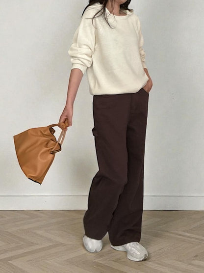 Wool blend crew neckニットフーディー