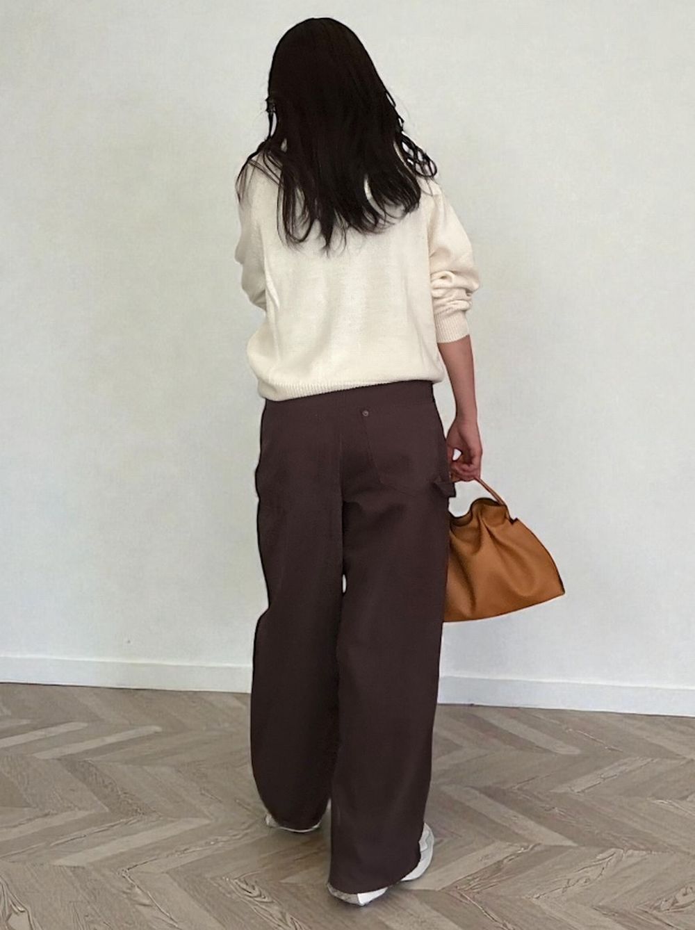 Wool blend crew neckニットフーディー