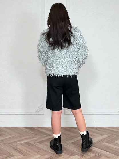Loop yarn フリンジVネックカーディガン