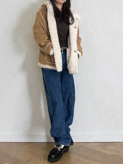 Fake mouton ダブルフェイスリバーシブルボアコート