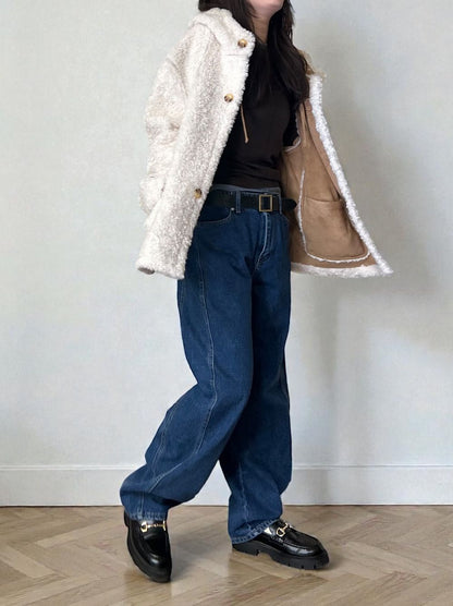 Fake mouton ダブルフェイスリバーシブルボアコート