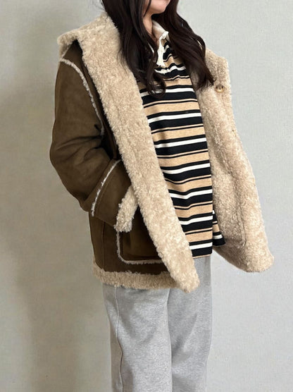 Fake mouton ダブルフェイスリバーシブルボアコート