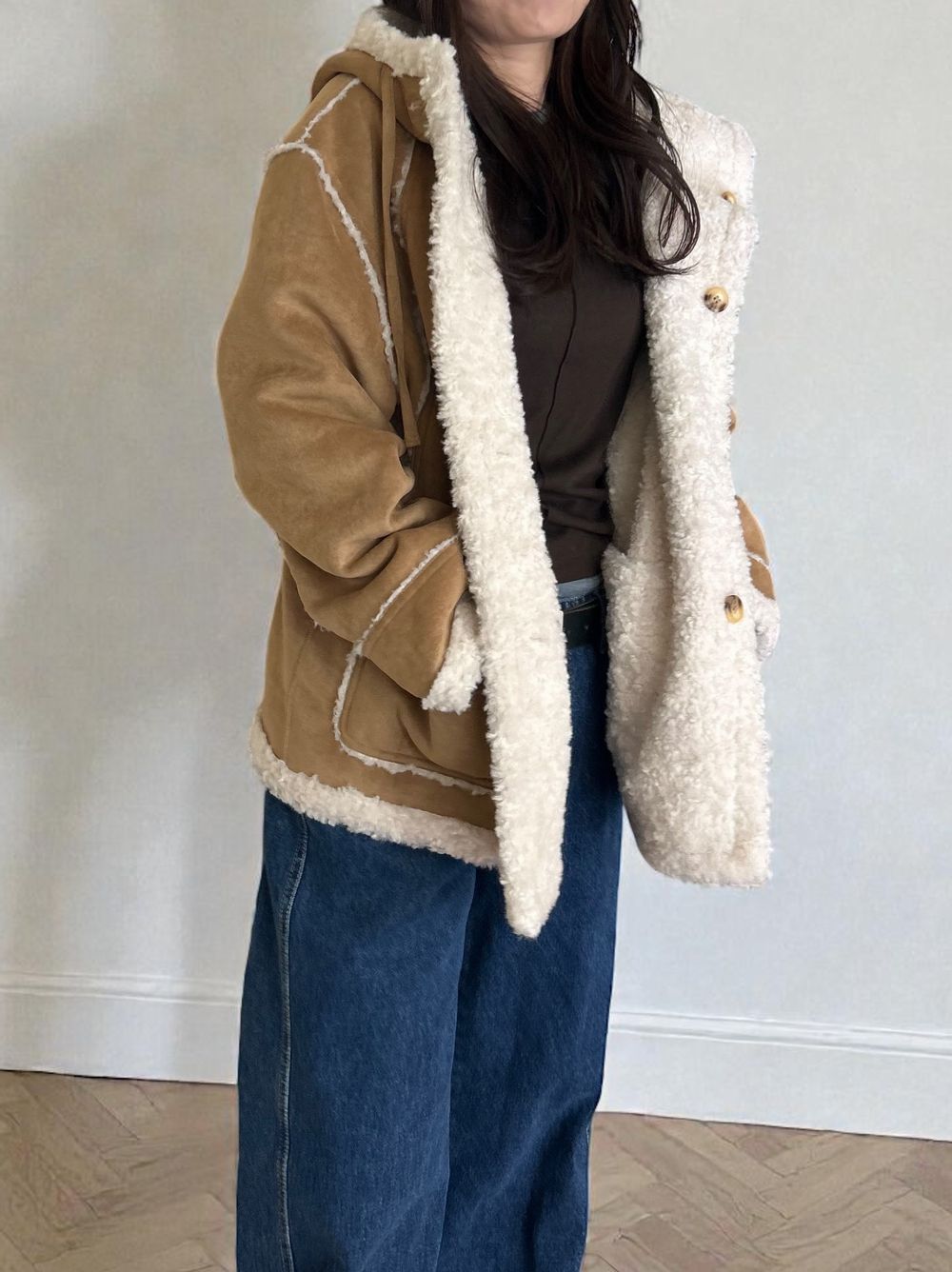 Fake mouton ダブルフェイスリバーシブルボアコート