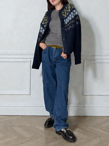 Nordic arthur jacquard クルーネックカーディガン