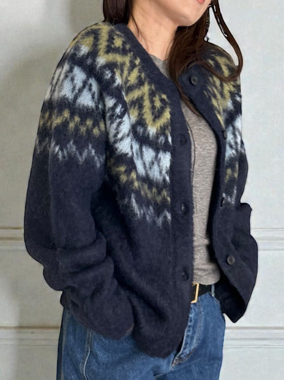 Nordic arthur jacquard クルーネックカーディガン