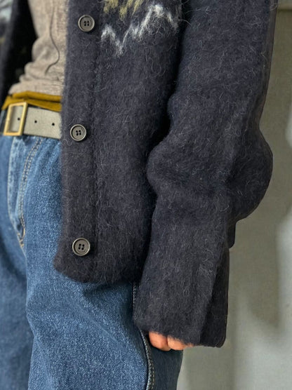Nordic arthur jacquard クルーネックカーディガン
