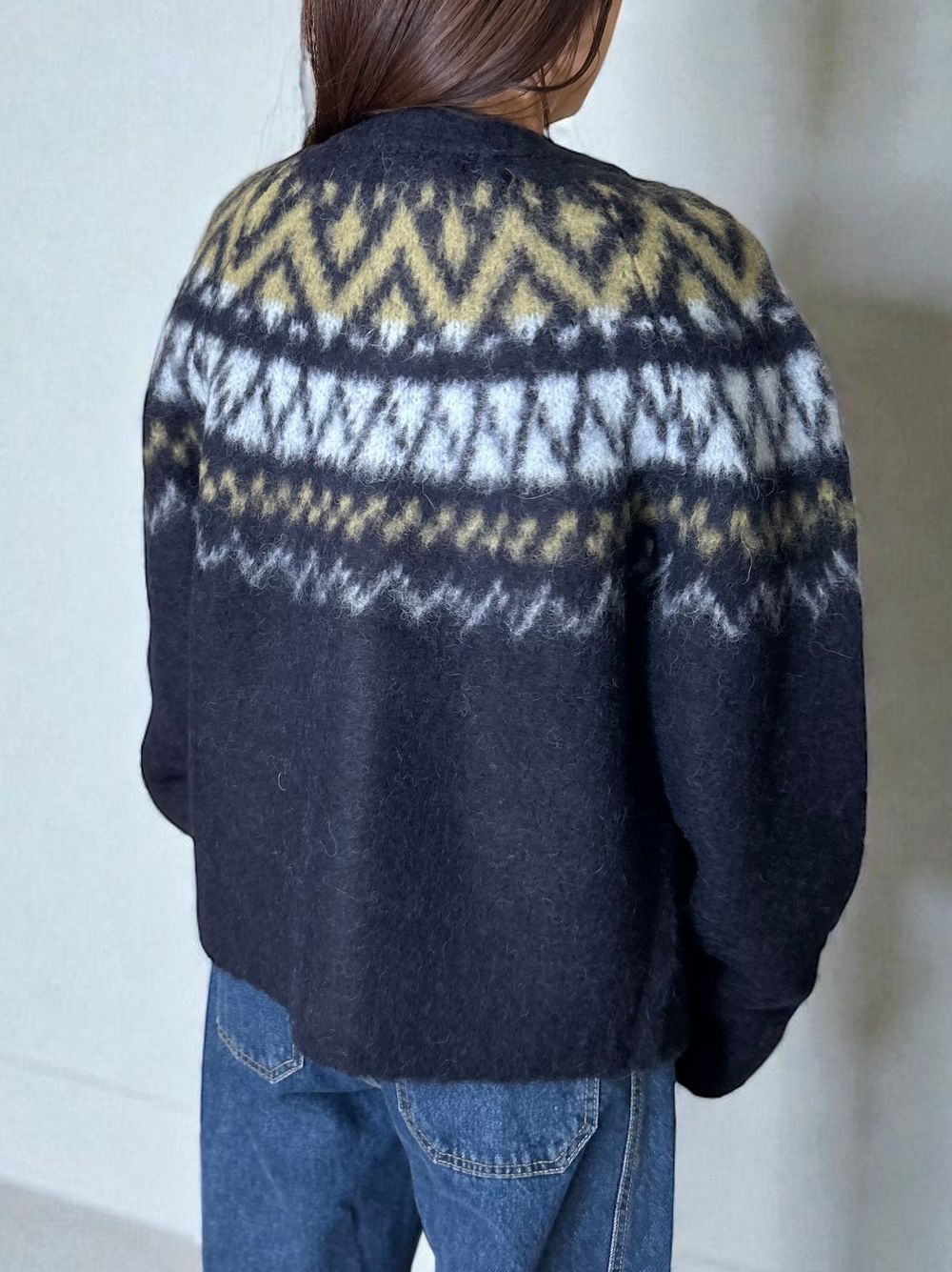 Nordic arthur jacquard クルーネックカーディガン
