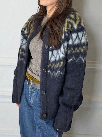 Nordic arthur jacquard クルーネックカーディガン