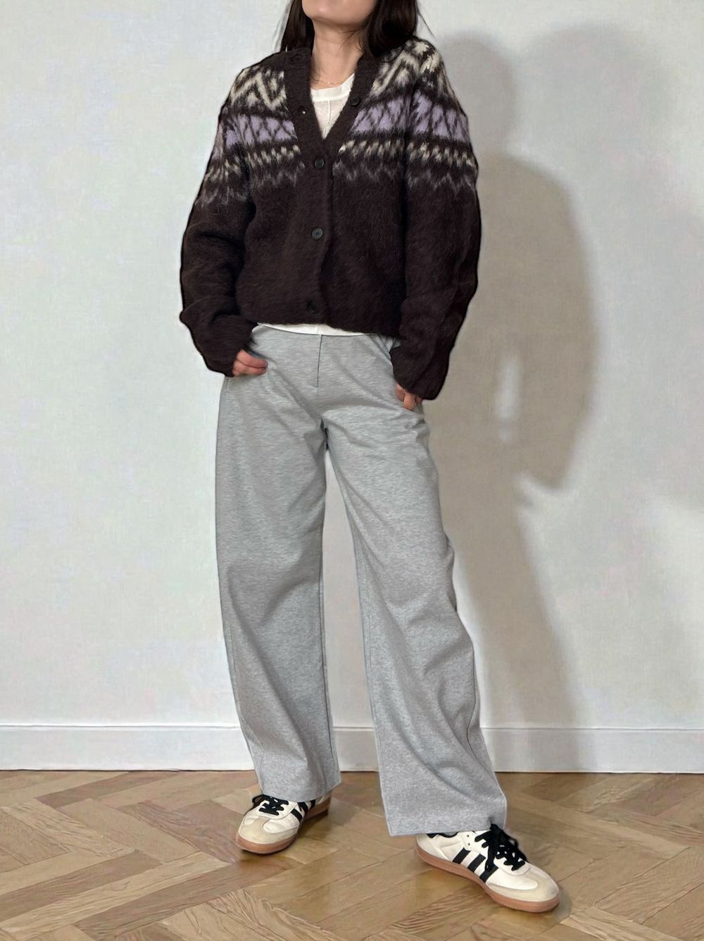 Nordic arthur jacquard クルーネックカーディガン
