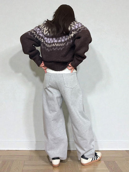 Nordic arthur jacquard クルーネックカーディガン