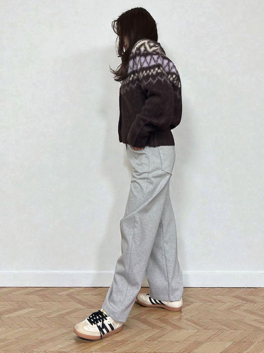 Nordic arthur jacquard クルーネックカーディガン