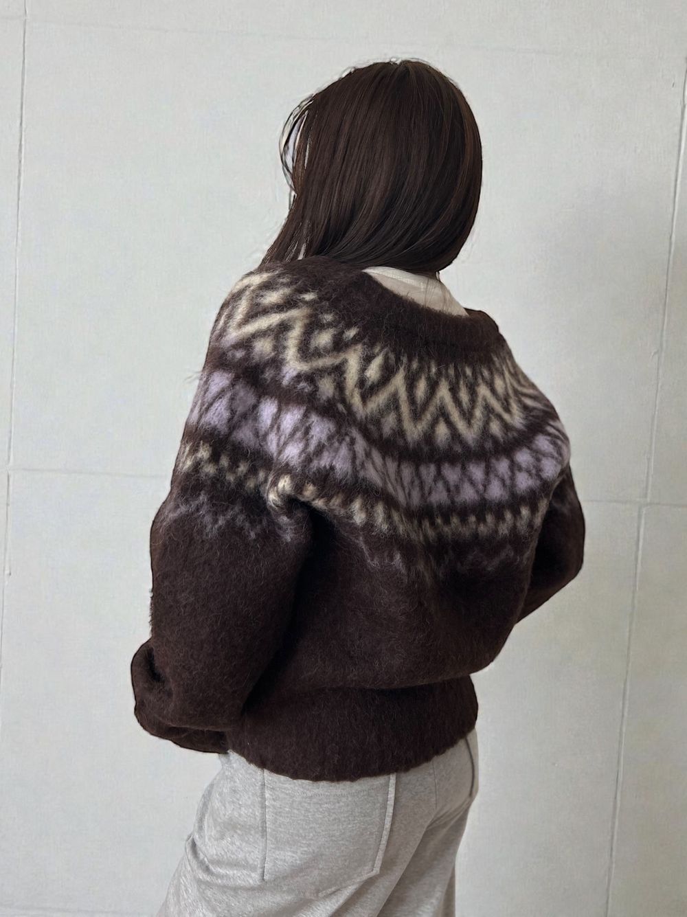 Nordic arthur jacquard クルーネックカーディガン