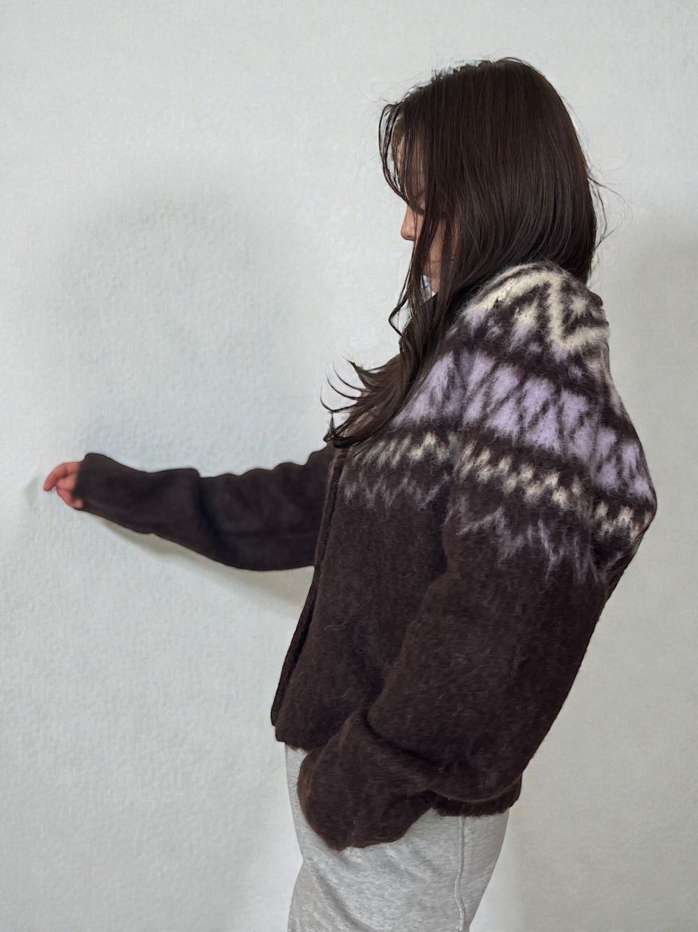 Nordic arthur jacquard クルーネックカーディガン
