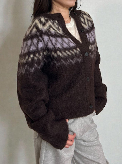 Nordic arthur jacquard クルーネックカーディガン