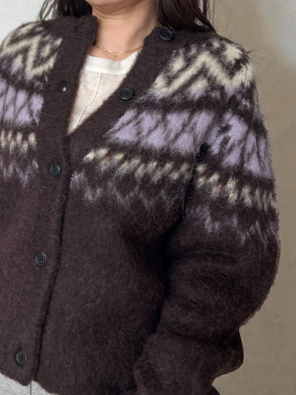 Nordic arthur jacquard クルーネックカーディガン