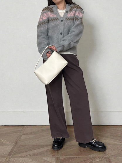Nordic arthur jacquard クルーネックカーディガン