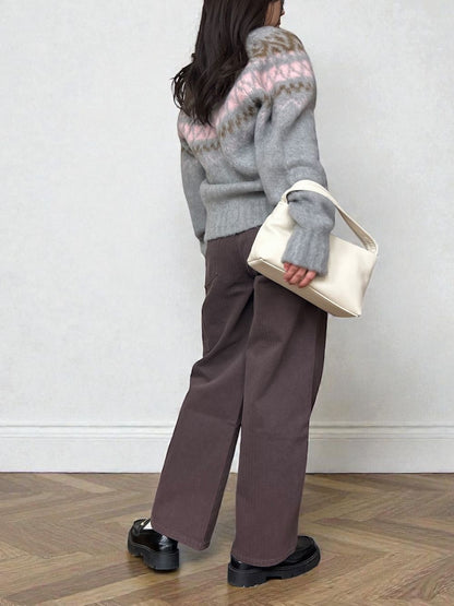 Nordic arthur jacquard クルーネックカーディガン