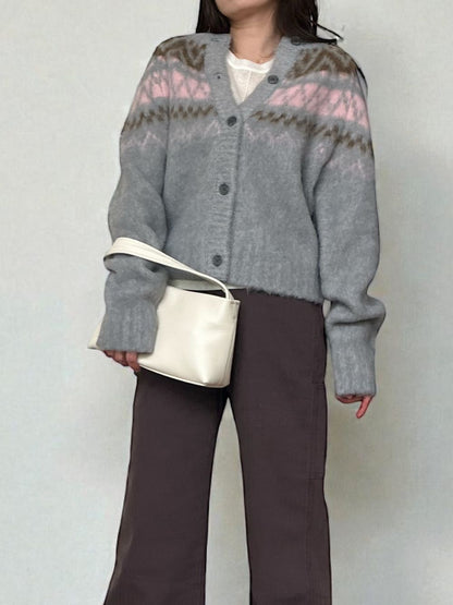 Nordic arthur jacquard クルーネックカーディガン