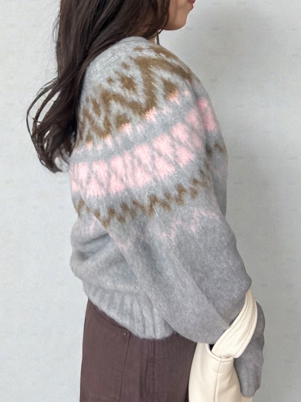 Nordic arthur jacquard クルーネックカーディガン