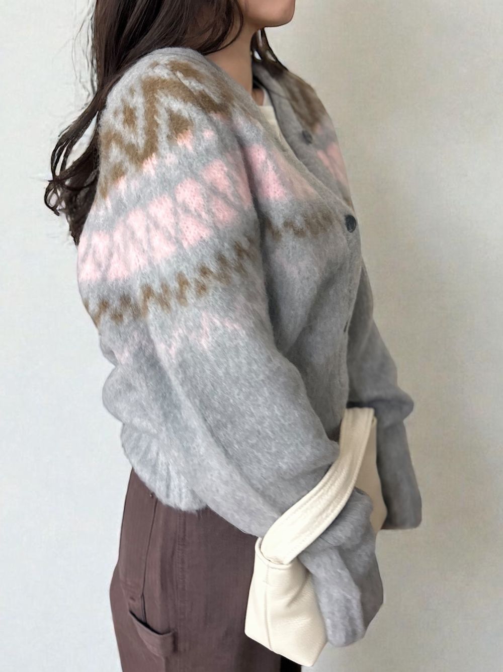 Nordic arthur jacquard クルーネックカーディガン