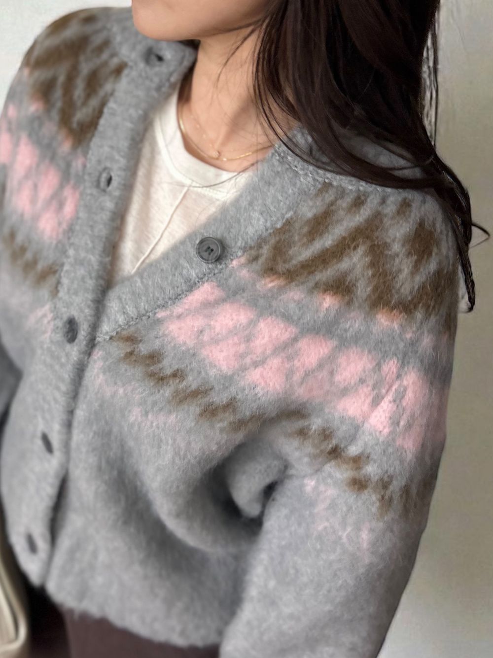 Nordic arthur jacquard クルーネックカーディガン