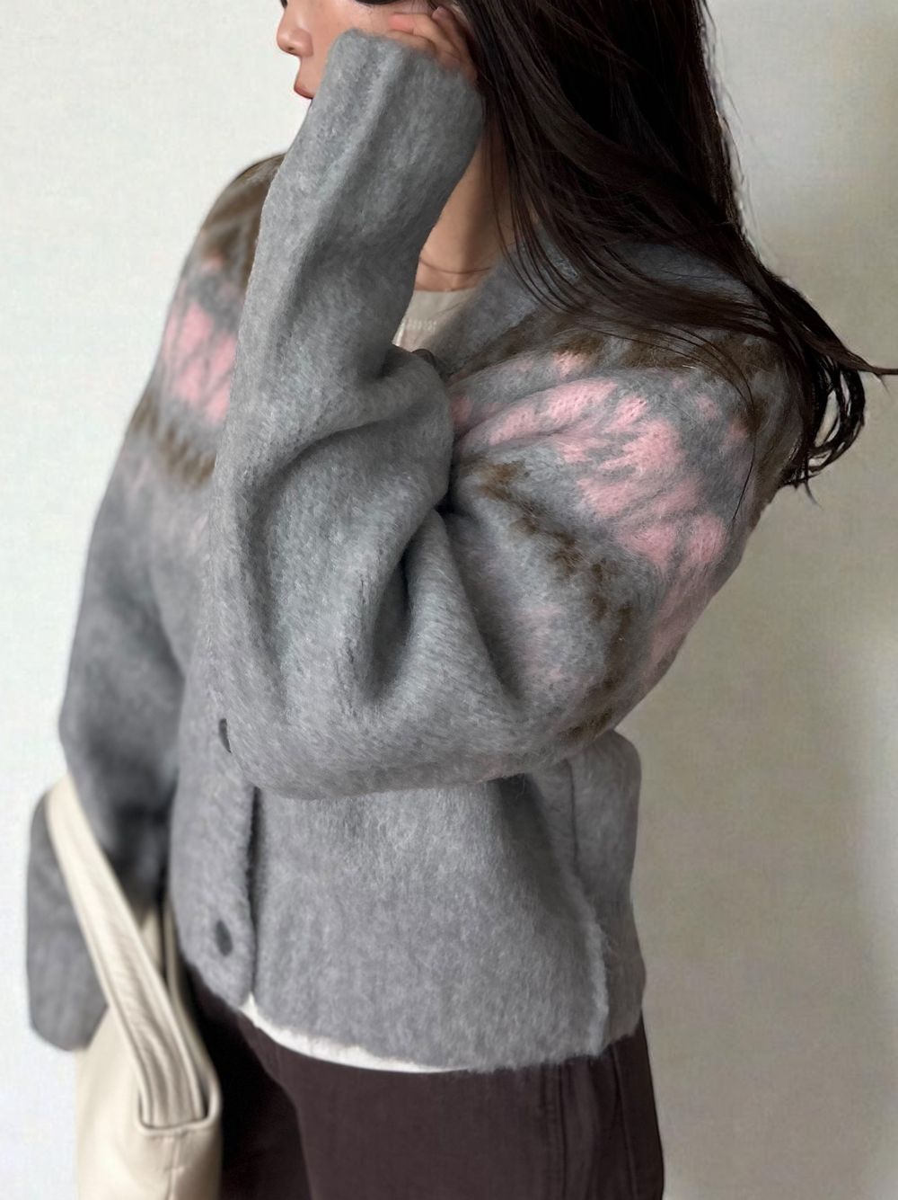 Nordic arthur jacquard クルーネックカーディガン