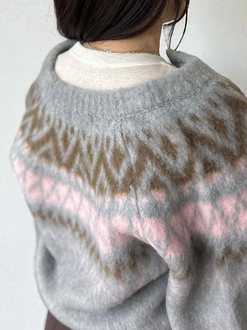 Nordic arthur jacquard クルーネックカーディガン