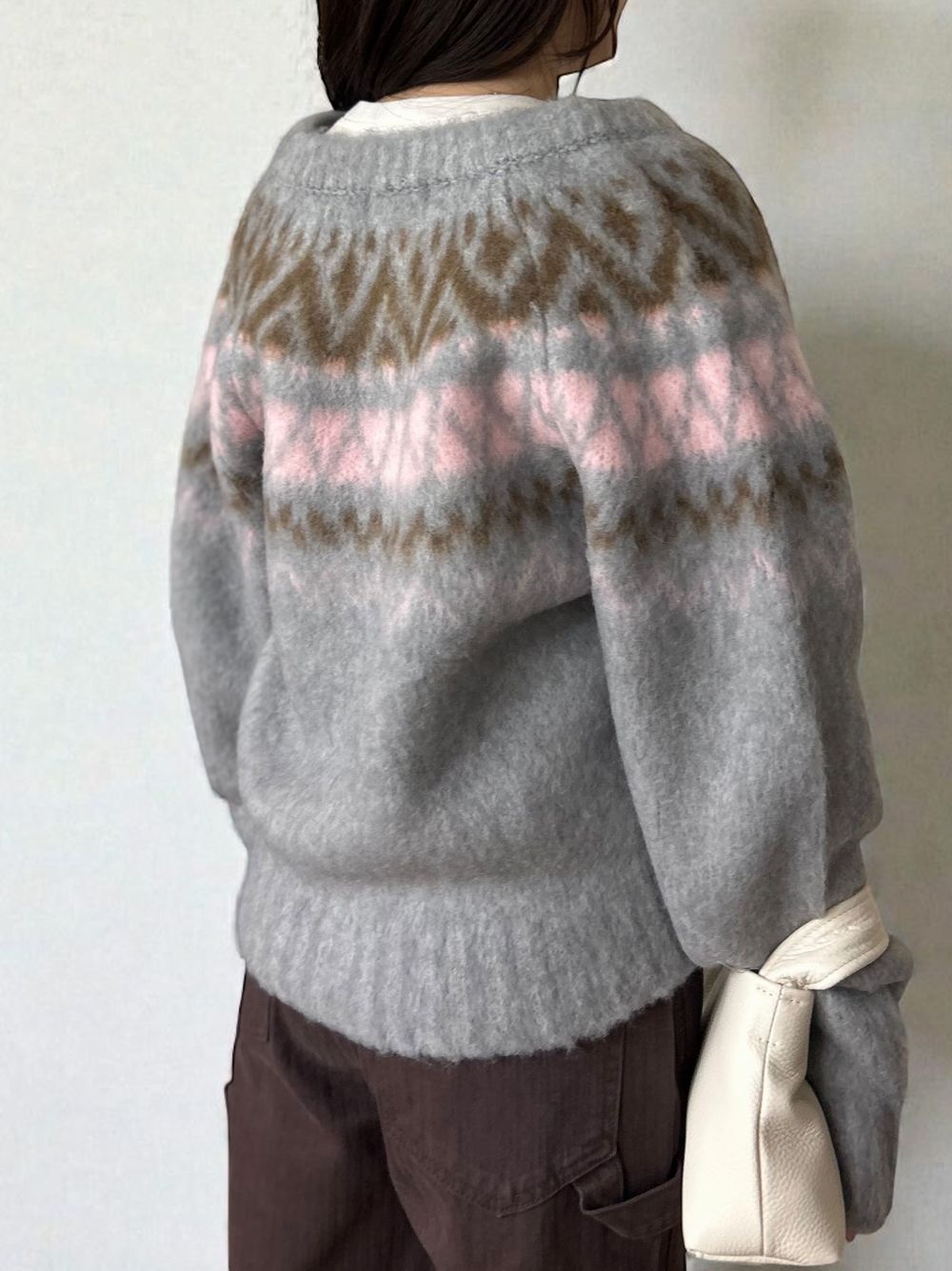 Nordic arthur jacquard クルーネックカーディガン