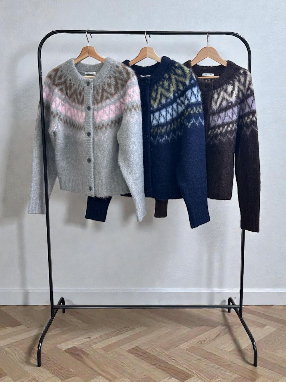 Nordic arthur jacquard クルーネックカーディガン