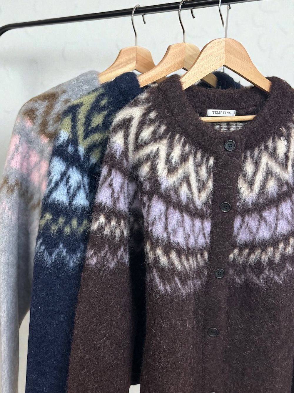 Nordic arthur jacquard クルーネックカーディガン