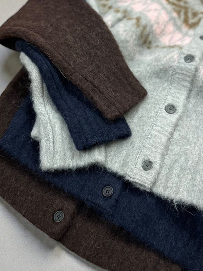 Nordic arthur jacquard クルーネックカーディガン