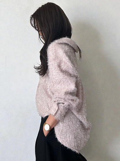 Jacquard shaggy sheerルーズシャツ