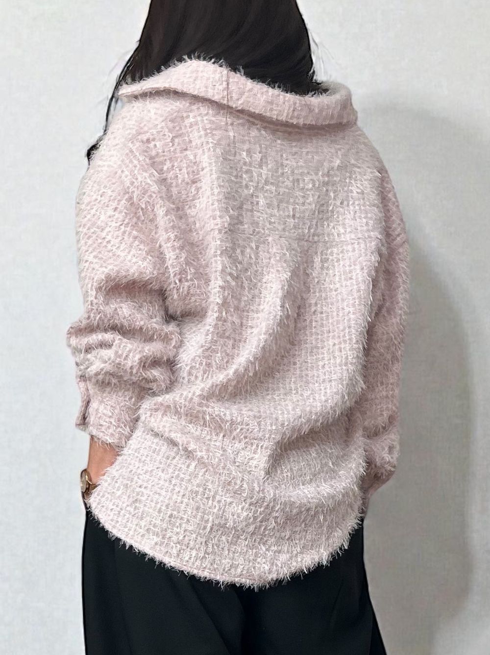 Jacquard shaggy sheerルーズシャツ