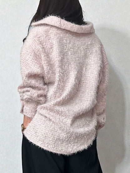 Jacquard shaggy sheerルーズシャツ