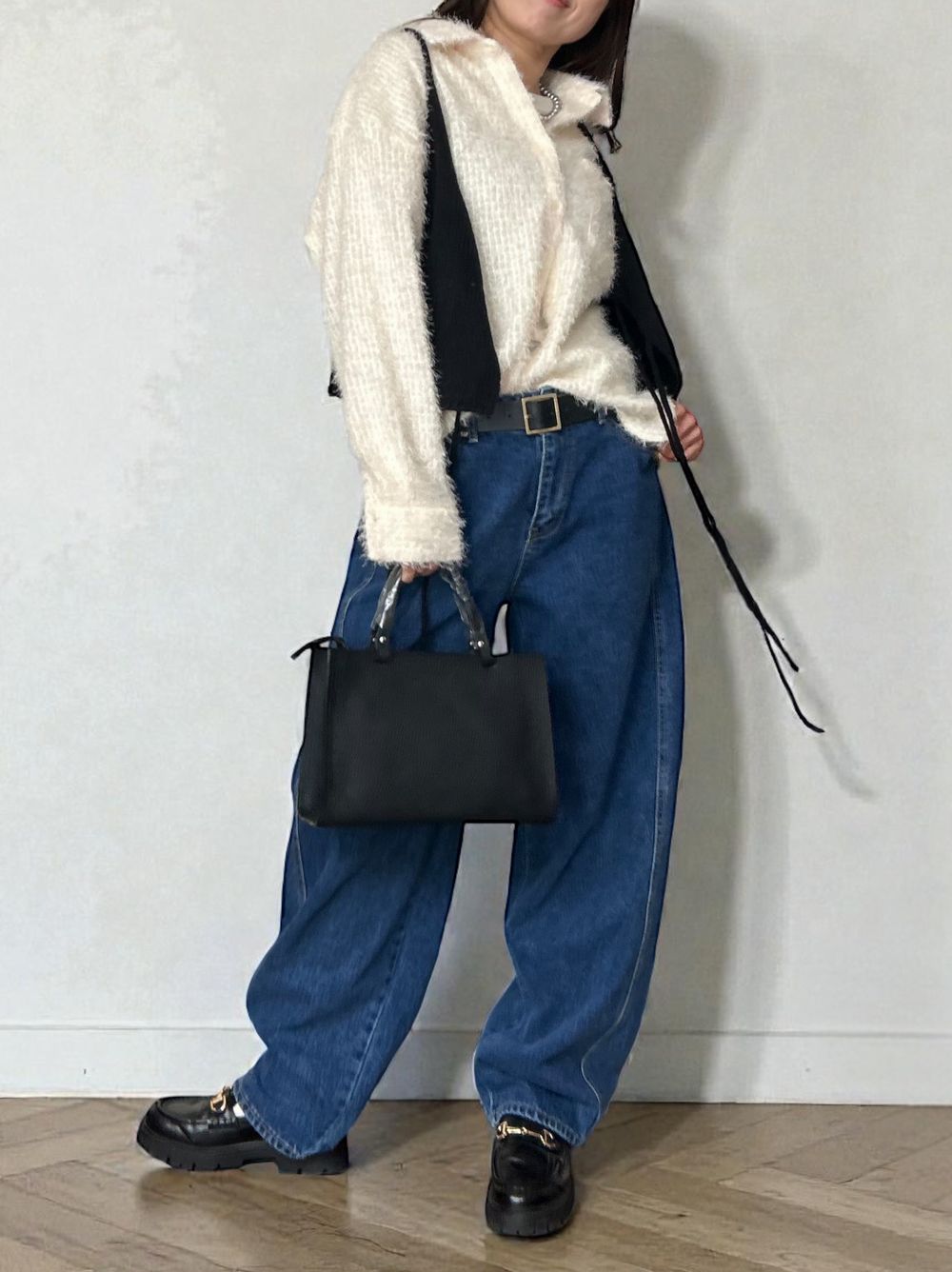 Jacquard shaggy sheerルーズシャツ