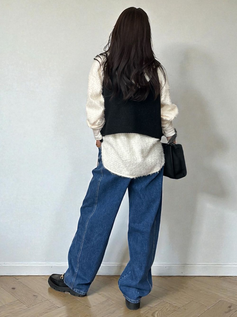 Jacquard shaggy sheerルーズシャツ